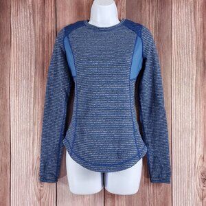 Lululemon Womens Size 4 Run: Ice Queen Long Sleeve Slope Stripe Limitless Blue